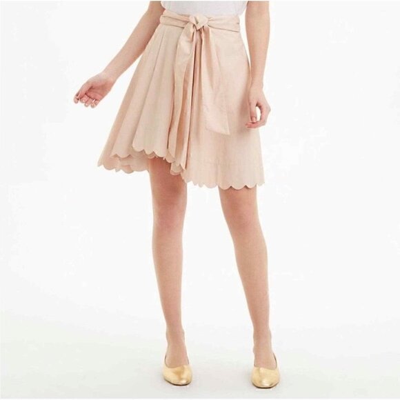 Club Monaco Dresses & Skirts - 𝅺🤍 Club Monaco Skirt Women 00 Vidorus Scalloped Cotton Tie Pink Soft-Girl…​